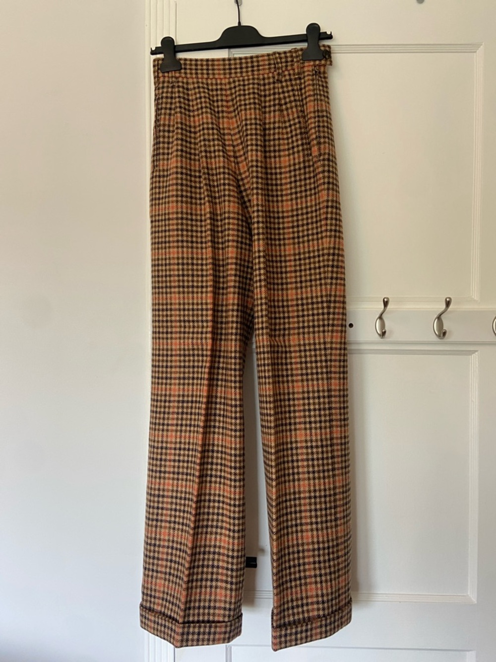 Maison Margiela Women's High-Waist Plaid Wide-Leg Wool Pants